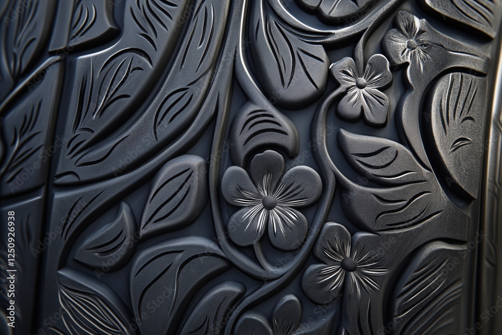 Fototapeta premium Close-up of a tire tread with intricate floral designs engraved into the rubber.