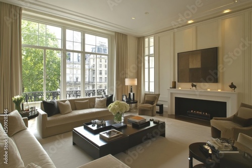 Luxurious London Apartment Living Room with City View