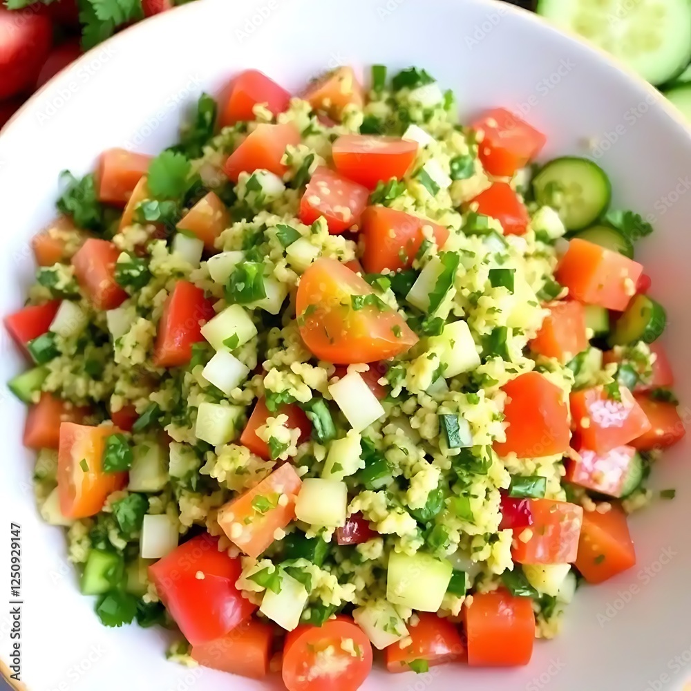 Tabbouleh Salad with Tomatoes Cucumbers and Parsley Tabbouleh Salad with Tomatoes Cucumbers and Parsley