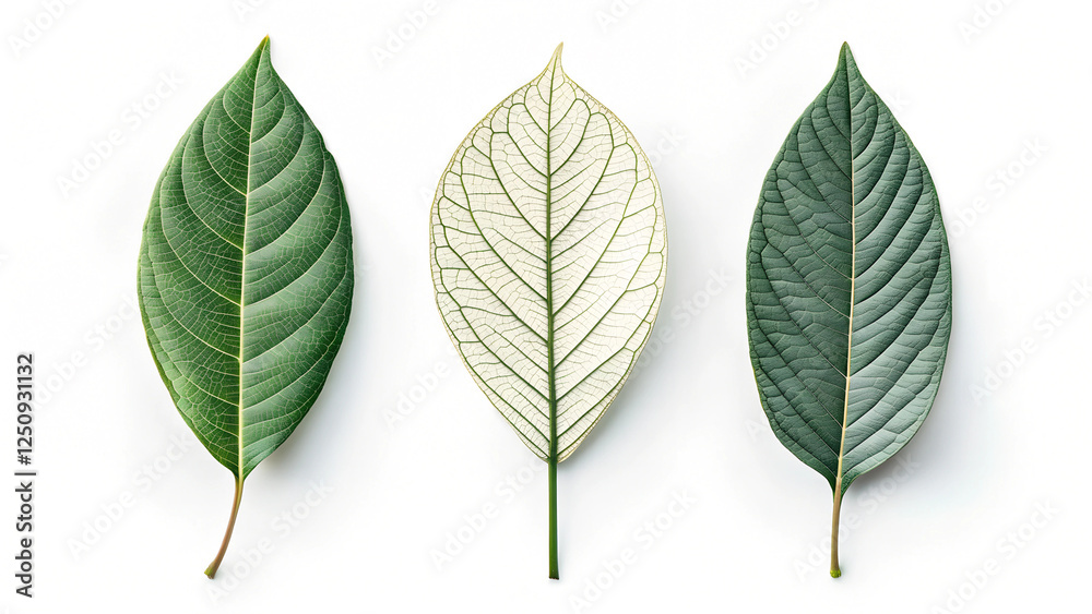 Three Leaves in Symmetrical Green Composition Three Leaves in Symmetrical Green Composition