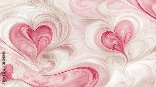 Abstract Swirling Hearts in Pink and White Hues