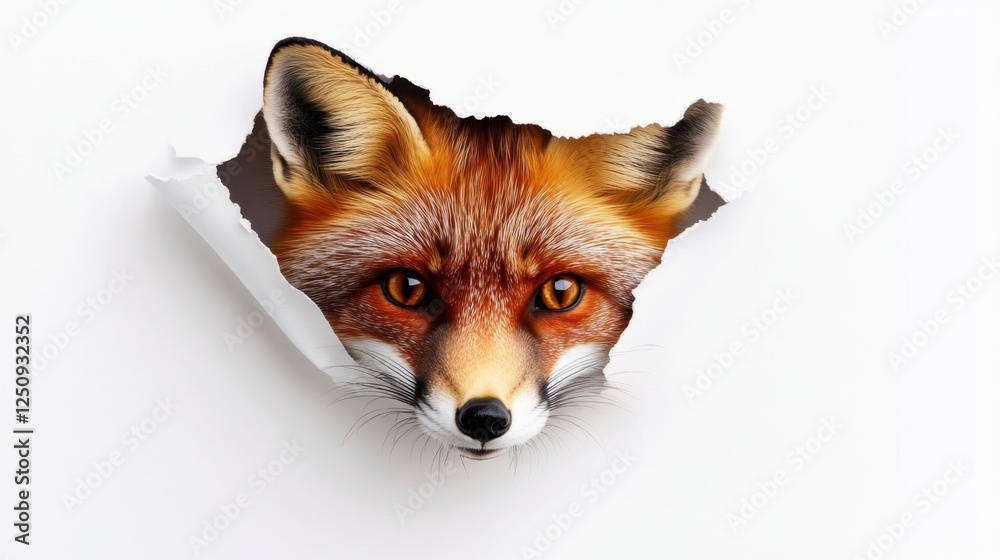 Obraz premium Curious red fox peeking through wall.