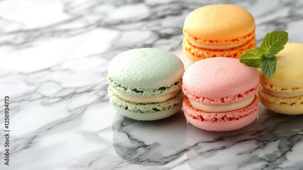 Fototapeta premium Colorful macarons on marble.