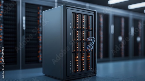 Powerful quantum supercomputer in a high-tech server room with advanced computing equipment