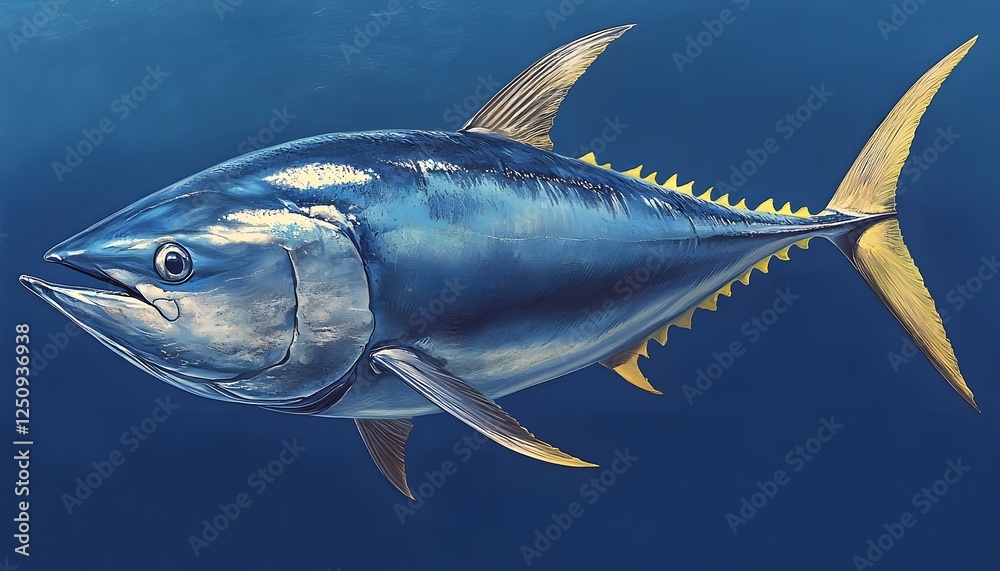 Fototapeta premium Majestic Bluefin Tuna Swimming Underwater Scene
