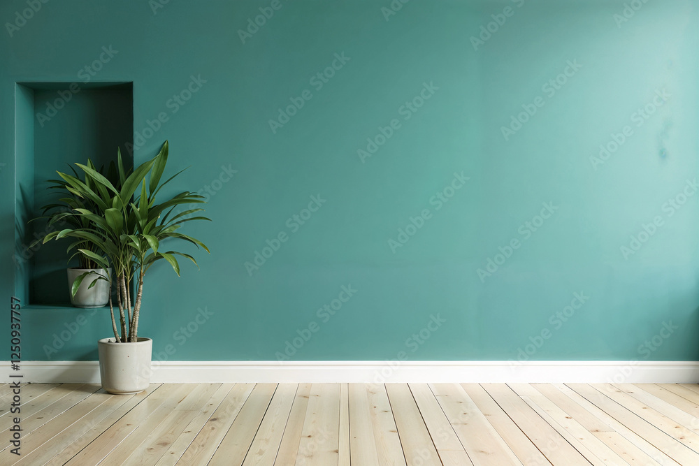 Minimalist Interior with a Green Accent Wall Minimalist Interior with a Green Accent Wall