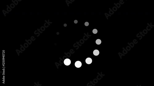 Loading circle animation. Isolated on a black background. Alpha channel. Looped animation.
