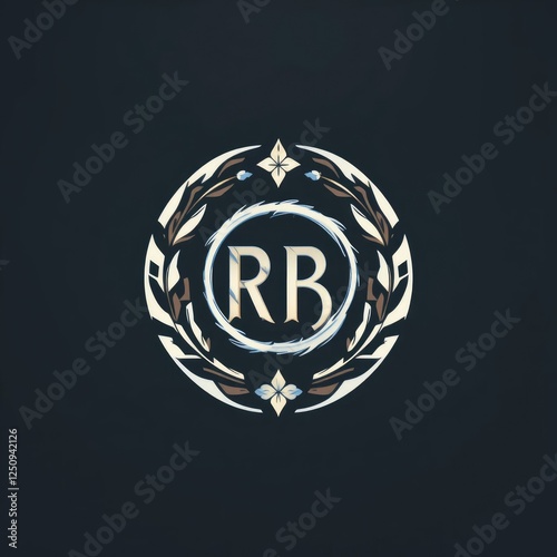 Elegant RB Monogram Logo Design with Floral Wreath photo