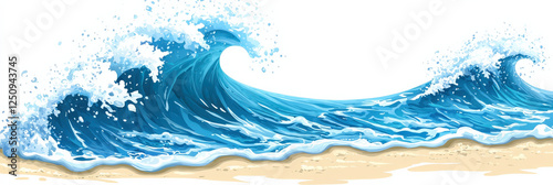 Aqua_ocean_waves_crashing_along_the_sandy_shore,_creating_sea_foam_with_white_spray_on_a_sunny_day.