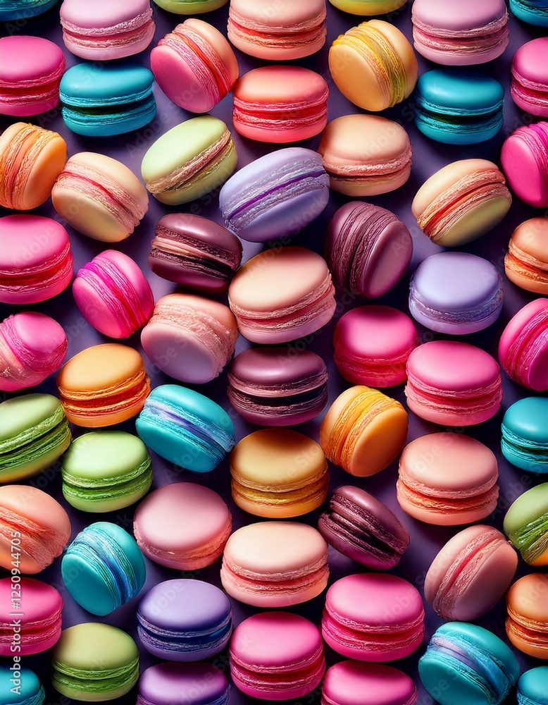 Pattern made of tasty multicolors French Macaroons, full frame
