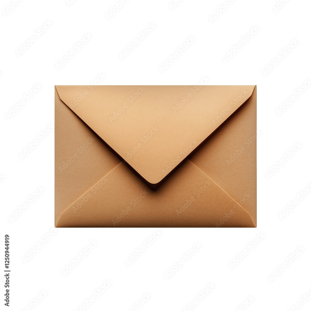 Brown envelope with an inserted letter visible, highlighting its use for correspondence, mailing, or document organization. Isolated on transparent background, png