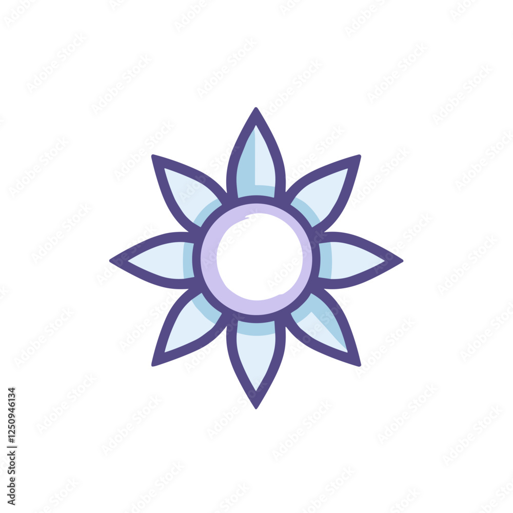 Minimalist blue and purple flower icon. Minimalist blue and purple flower icon.