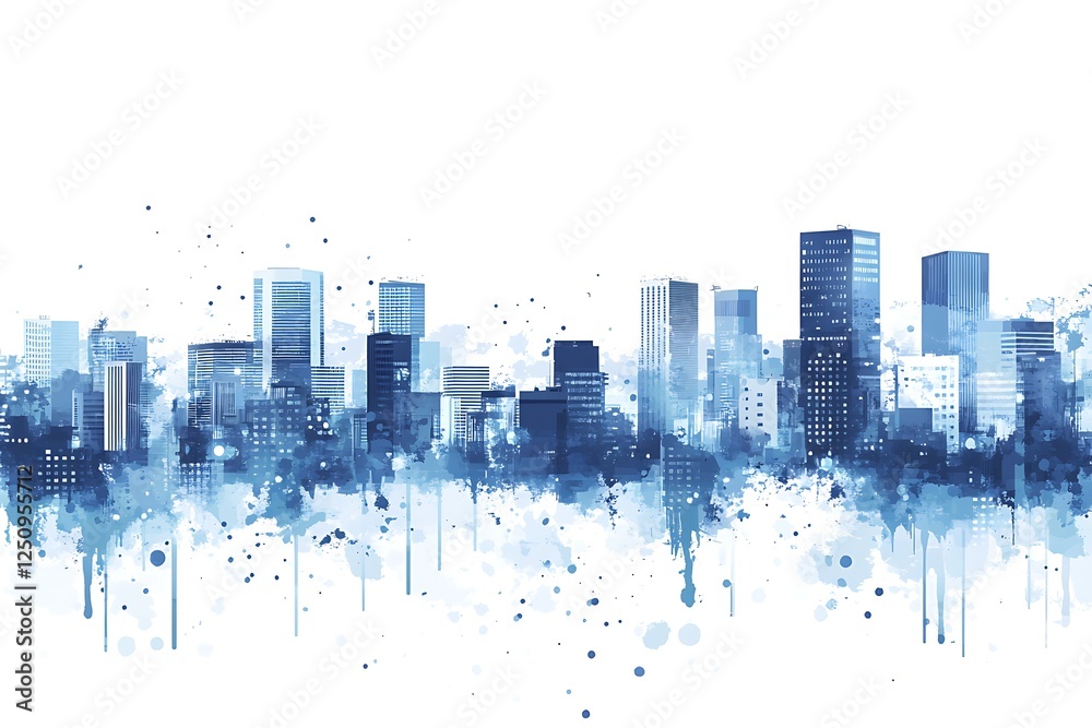 Obraz premium Abstract Watercolor Skyline of a Modern City
