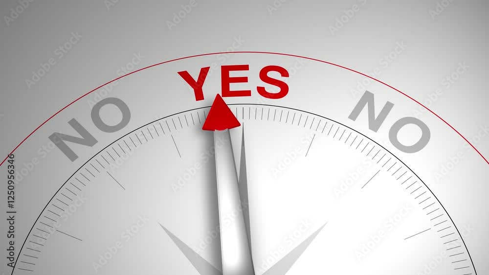 Yes text or word with a gauge arrow on a compass, representing guidance and direction on a clean white background. Ideal for business, coaching, consulting, and self-improvement concept Yes text or word with a gauge arrow on a compass, representing guidance and direction on a clean white background. Ideal for business, coaching, consulting, and self-improvement concept