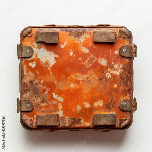 Rusty Orange Metal Box Vintage Antique Container Retro Grunge Texture Background