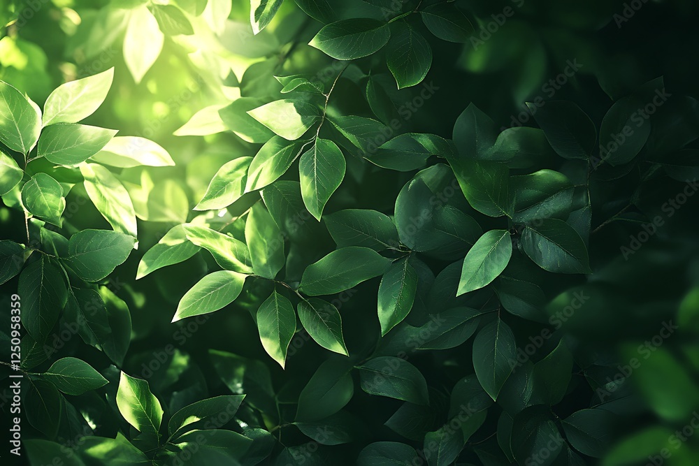 Fototapeta premium Lush Green Leaves Embrace Sunlight