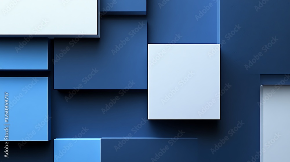 Fototapeta premium Abstract Blue and White Geometric Square Design