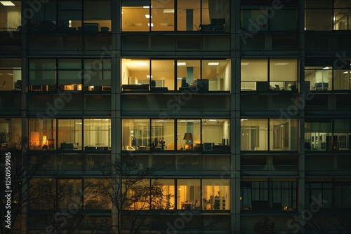 Wallpaper Mural an office building at night with windows Torontodigital.ca
