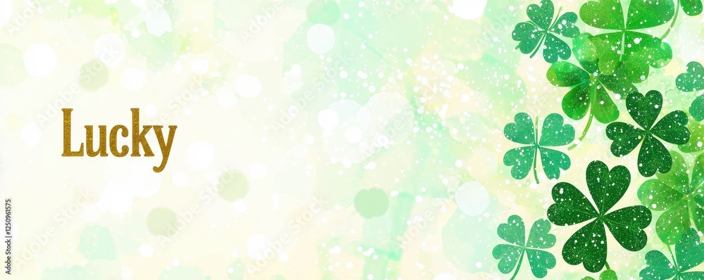 Watercolor Lucky Clover Design Background Pastel Green and White Watercolor Lucky Clover Design Background Pastel Green and White