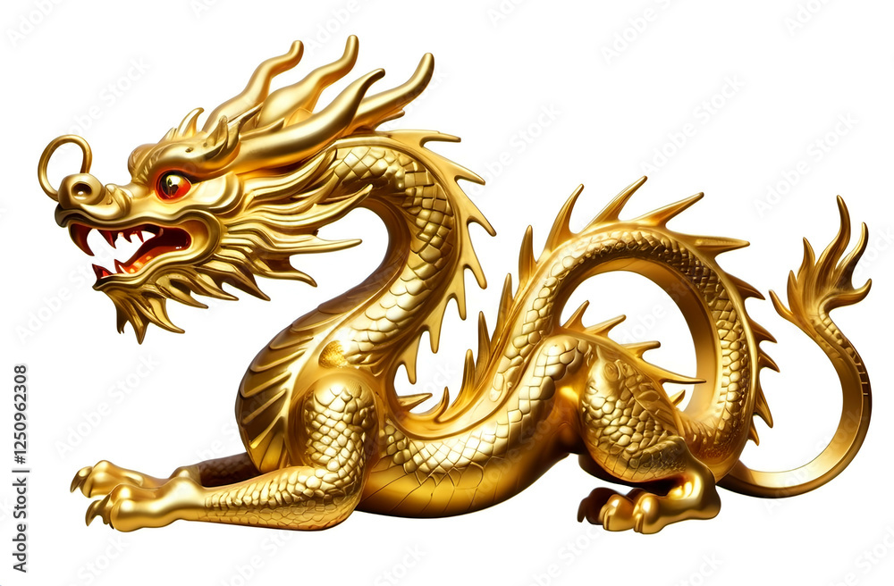 Obraz premium gold dragon ,Chinese zodiac, isolated white background