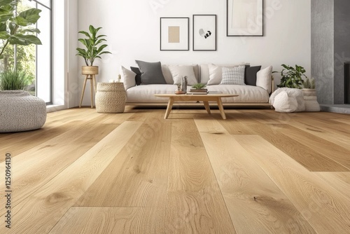 Elegant Light Oak Wood Flooring in a Modern Living Room