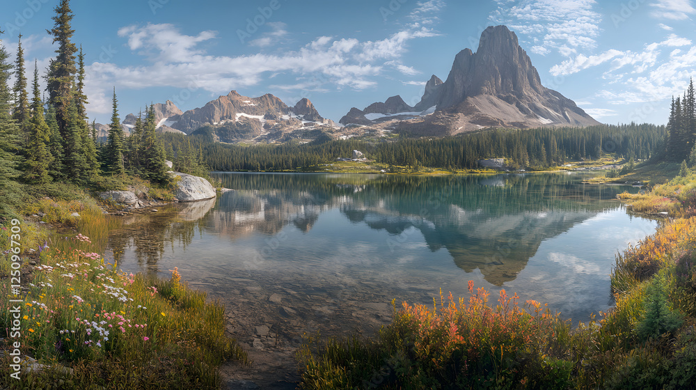 Obraz premium Serene Mountain Lake Reflection in the Canadian Rockies