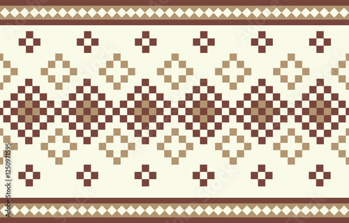 Seamless ethnic pixel pattern in colorful. Tribal vector illustration with Native American style. Design for print fabric and clothing.	