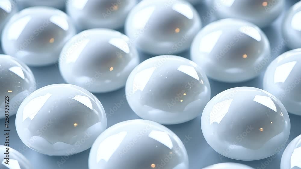 Close-up of white pearls, perfect spherical shape, glossy surface against a white background, macro photography, commercial imagery of mint gumballs, jawbreakers. Bubblegum candies studio shot Close-up of white pearls, perfect spherical shape, glossy surface against a white background, macro photography, commercial imagery of mint gumballs, jawbreakers. Bubblegum candies studio shot