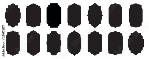Islamic vector shape of a window or door arch. Arab frame set. Ramadan kareem silhouette icon. Mosque gate. Islamic arabesque pattern. Arabian muslim shape arch