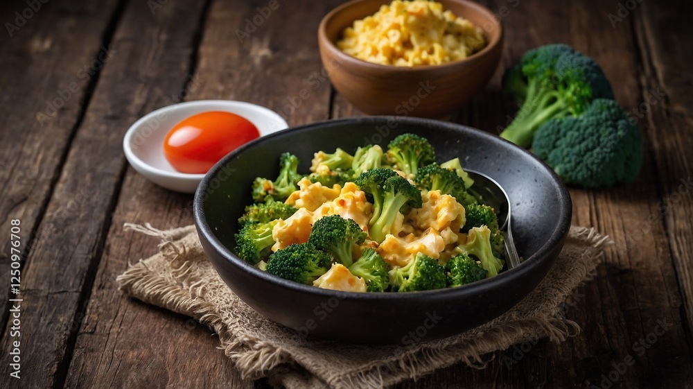 Nutritious Broccoli and Egg Breakfast Bowl with Fresh Ingredients and Gourmet Flair Nutritious Broccoli and Egg Breakfast Bowl with Fresh Ingredients and Gourmet Flair