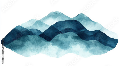 Watercolor_painting_of_layered_mountain_ridges_in_varying_shades_of_blue,_evoking_a_serene_and_misty_atmosphere.