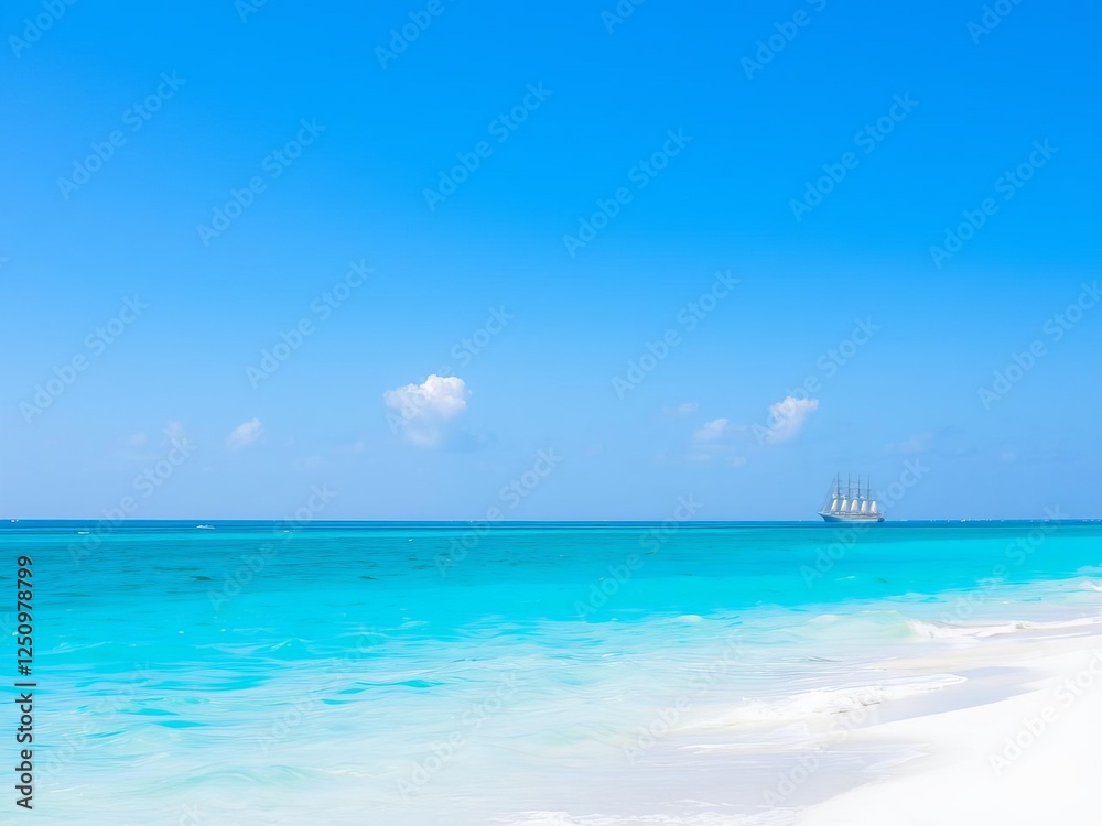 Beautiful seascape with clear turquoise water, sailing ships parked on sand, beach of Varadero in Cuba, sunny summer day, seascape, sailing ships, turquoise water Beautiful seascape with clear turquoise water, sailing ships parked on sand, beach of Varadero in Cuba, sunny summer day, seascape, sailing ships, turquoise water