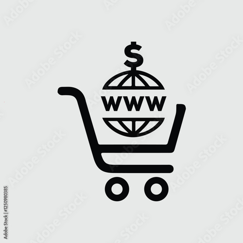 Shopping cart trolley caddy ecommerce icon, vector illustration.