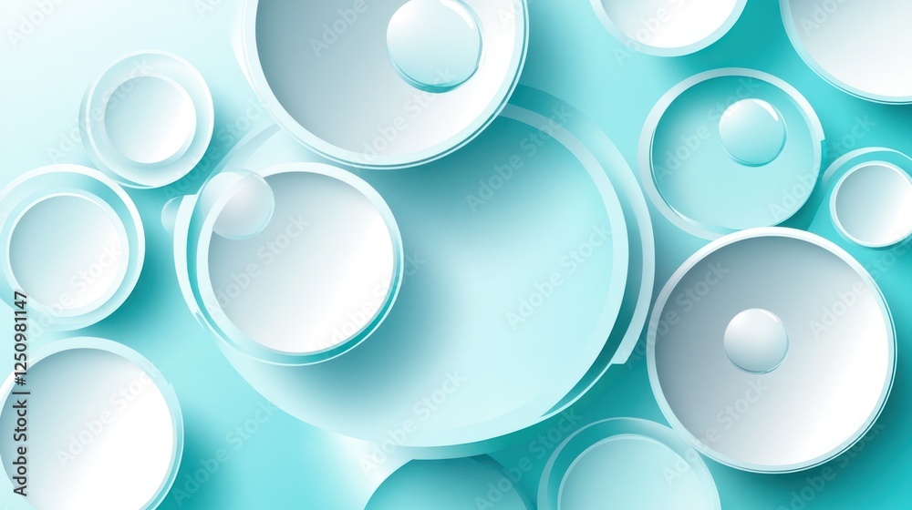 Abstract teal and white overlapping circles background. Abstract teal and white overlapping circles background.