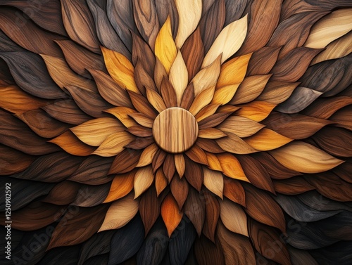 Discover exquisite Hand-carved wooden sunburst wall art, showcasing unparalleled fine woodcraft and an intricate layered design This stunning piece of art transforms any space with its warm, inviting