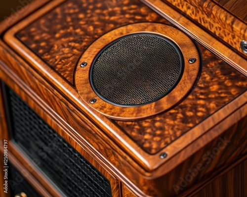 Discover the beauty and acoustic excellence of a handcrafted wooden speaker cabinet with sleek modern design Experience unparalleled audio fidelity encased in fine woodworking Elevate your listening photo