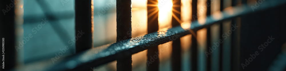Close-up of Metal Fence with Sunlight and Moisture Close-up of Metal Fence with Sunlight and Moisture
