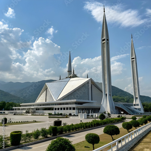 Faisal Mosque is indeed a breathtaking sight, with its unique architecture and serene atmosphere making it a symbol of beauty and peace. photo