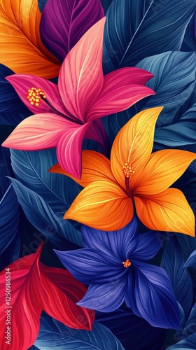 Colorful Tropical Flowers.
