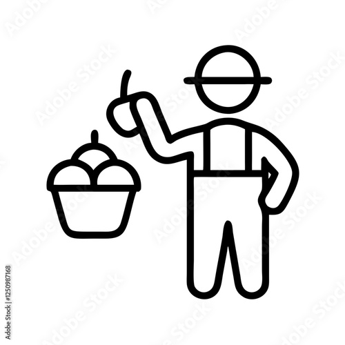 Fruit picker vector icon outline illustration, essential tool for agricultural harvest activities