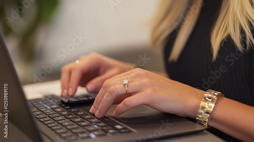 Wallpaper Mural Close-up of woman's hands typing on laptop keyboard. Torontodigital.ca