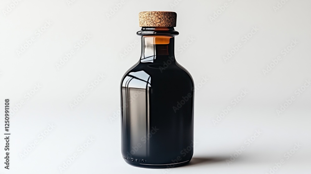 Dark glass bottle studio shot, product mockup, simple background Dark glass bottle studio shot, product mockup, simple background
