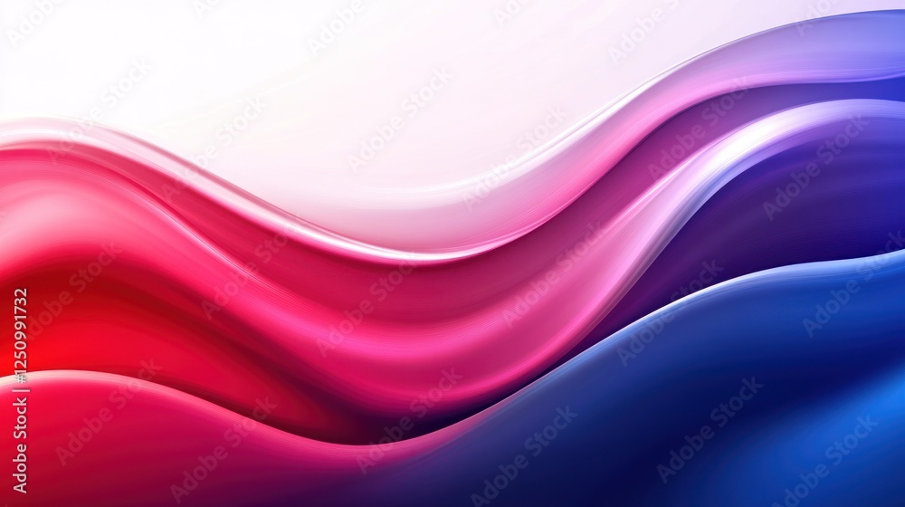 Fototapeta premium Abstract red, pink, and blue wave background.