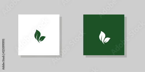 Green leaf and arrow icons for biodegradable recyclable organic bio package, vector labels.