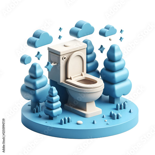 3D toilet icon design isolated on white background