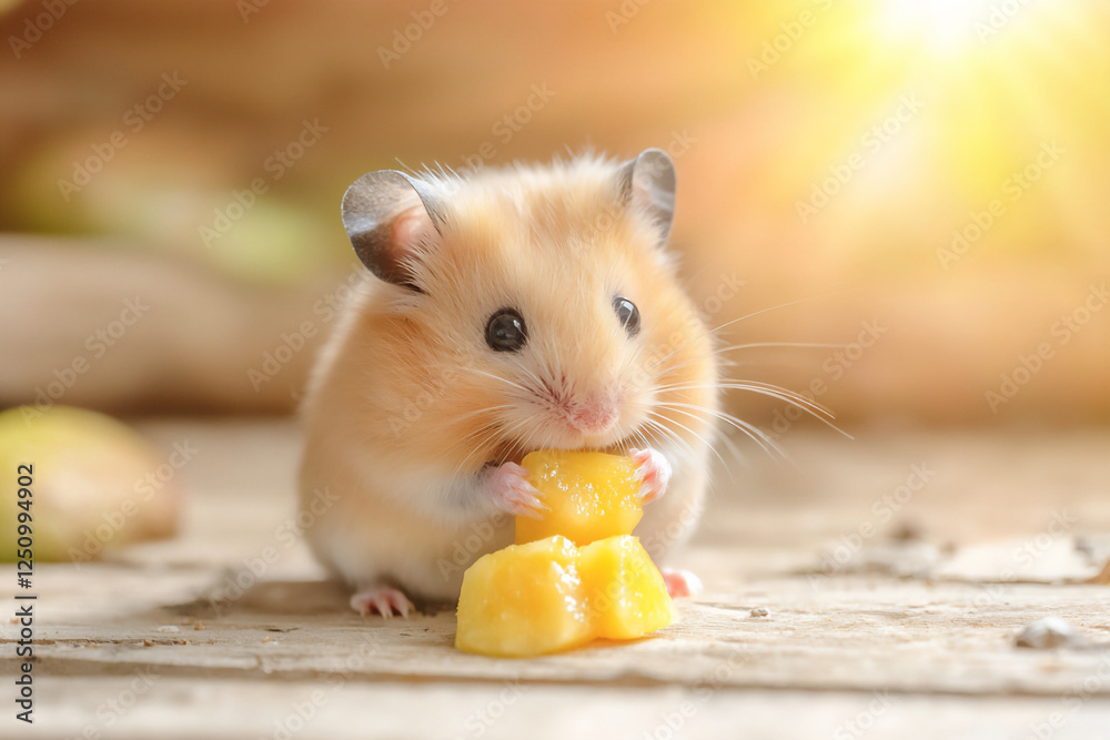 Fototapeta premium hamster munching on fruit