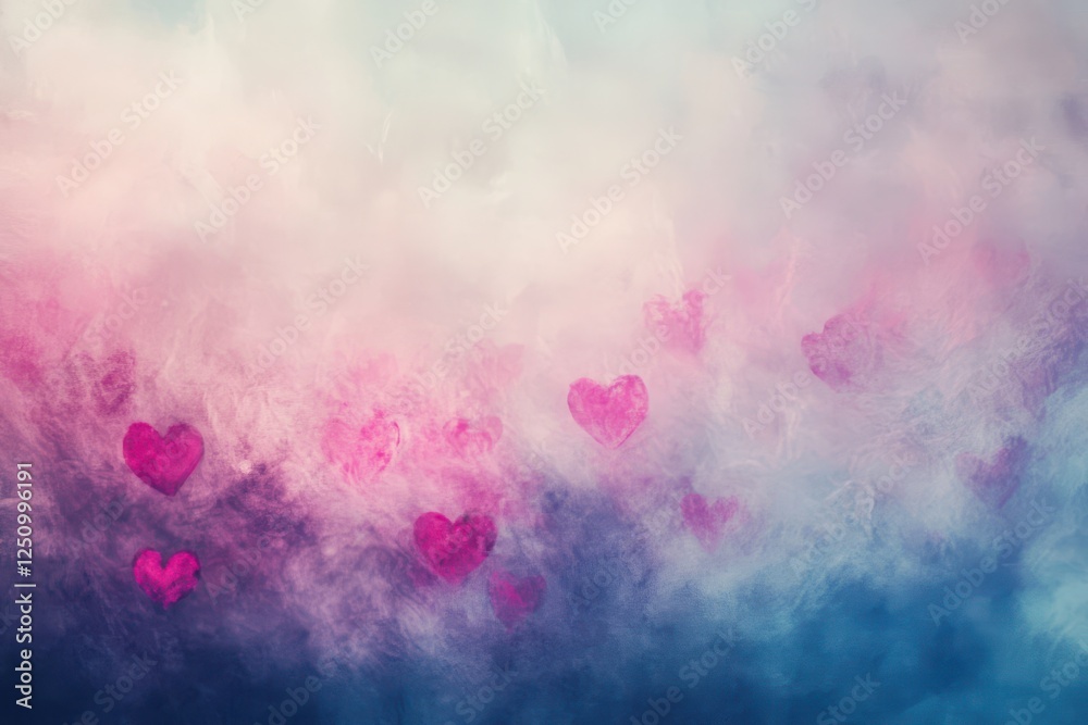 Obraz premium Abstract Pastel Hearts Background Soft Dreamy Pink Purple Blue Colors