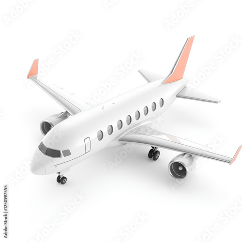 3D Cartoon-Style White Airplane – Modern Aviation and Travel Concept