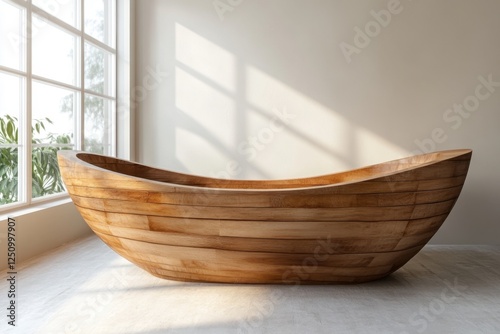 Indulge in ultimate relaxation with our stunning collection of High-end wooden bathtub with smooth sculptural contours, luxury design Experience unparalleled comfort and style in your bathroom oasis