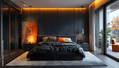 Modern Dark Bedroom Interior Design